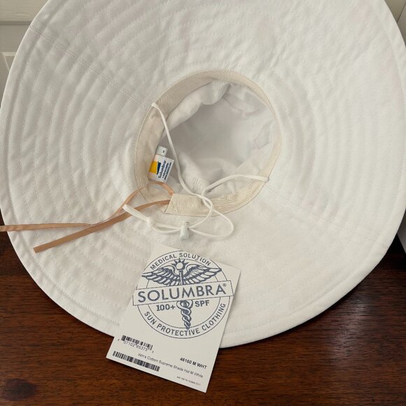 Solumbra Sun Precautions Supreme Shade Hat White Cotton Wide Brim MED New main image 4